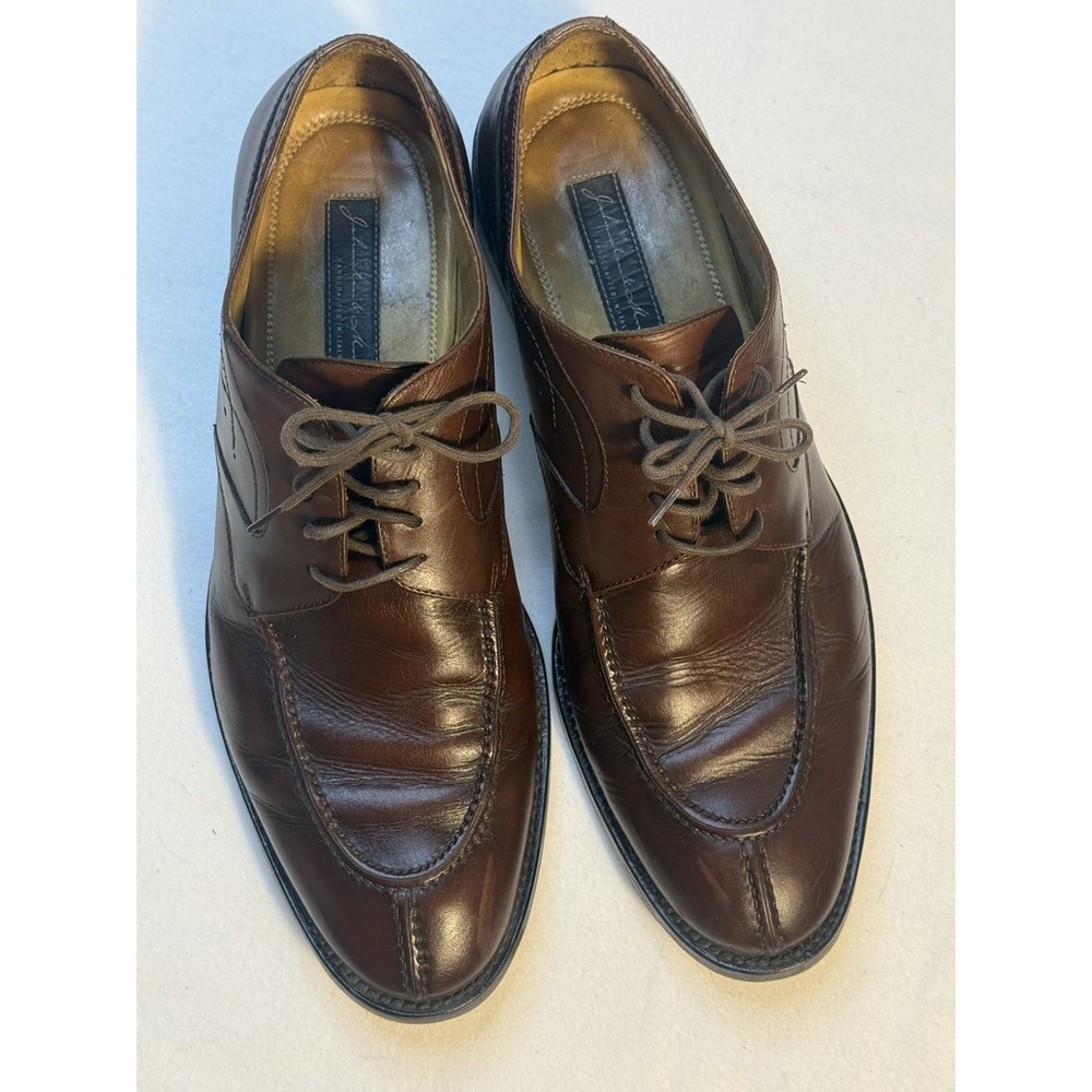 Johnston & Murphy Men's Brown Leather Derby Shoes 9.5M Made Italy Quiet Luxury